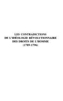 Couverture : Les contradictions de l'idéologie révolutionnaire des droits de l'homme, 1789-1796