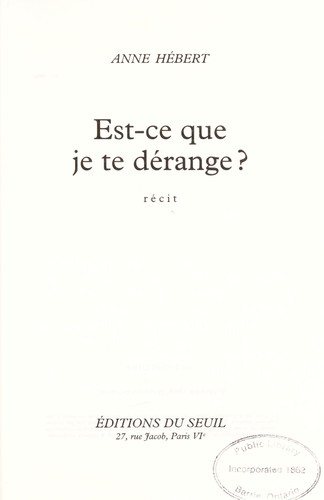Couverture : Est-ce que je te dérange?