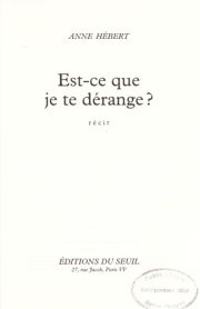 Couverture : Est-ce que je te dérange?