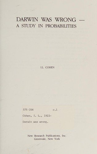 Couverture : Darwin was wrong