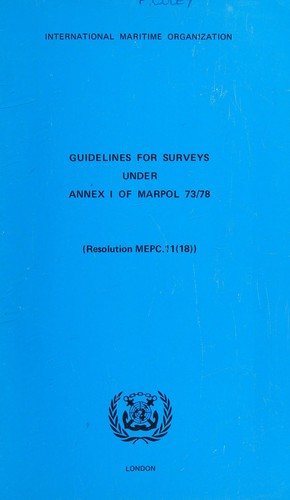 Couverture : Guidelines for surveys under Annex I of the International Convention for the Prevention of Pollution from Ships, 1973, as modified by the protocol of 1978 relating thereto