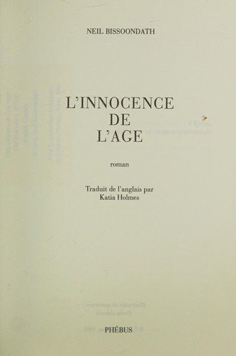 Couverture : L' innocence de l'âge