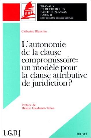 Couverture : L'Autonomie de la clause compromissoire