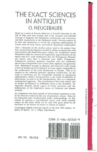 Couverture : The exact sciences in antiquity