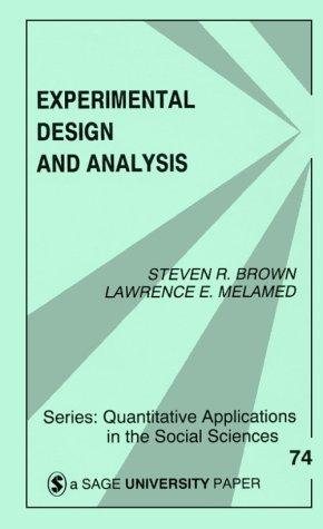 Couverture : Experimental design and analysis