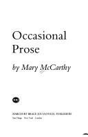Couverture : Occasional prose
