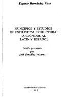 Couverture : Principios y estudios de estilística estructural aplicados al latín y español