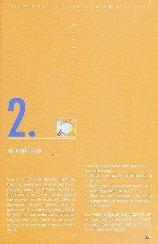 Couverture : Research on work-related stress
