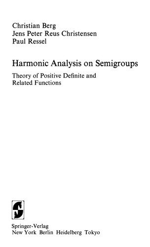 Couverture : Harmonic analysis on semigroups
