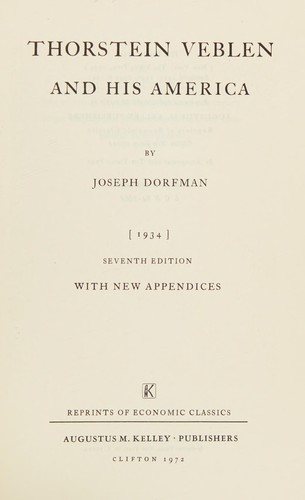 Couverture : Thorstein Veblen and his America.