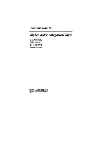 Couverture : Introduction to higher order catagorical logic