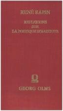Couverture : Réflexions sur la poétique d'Aristote et sur les ouvrages des poètes anciens et modernes.