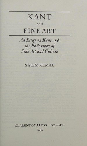 Couverture : Kant and fine art