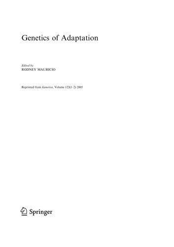 Couverture : Genetics of adaptation