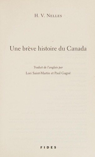 Couverture : Une brève histoire du Canada