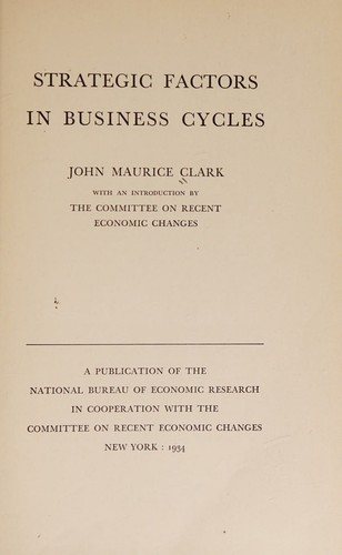 Couverture : Strategic Factors in Business Cycles.