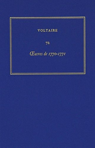 Couverture : Oeuvres De 1770-1771 (Oeuvres Completes de Voltaire) (French Edition)