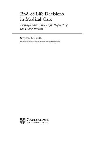 Couverture : End-of-Life Decisions in Medical Care