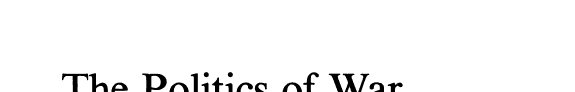 Couverture : The Politics of War