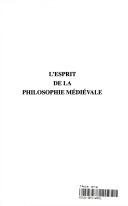 Couverture : L'Esprit de la Philosophe médiévale