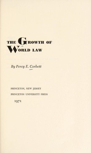Couverture : The growth of world law.