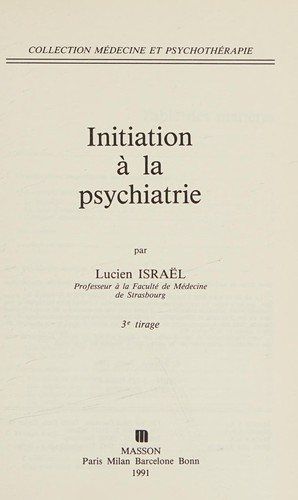 Couverture : Initiation à la psychiatrie