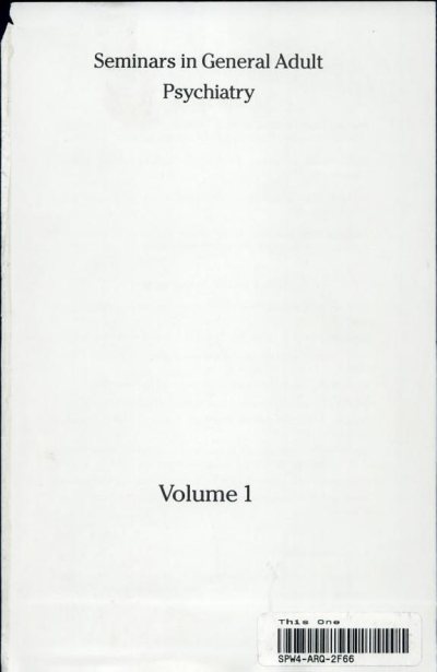 Couverture : Seminars in general adult psychiatry