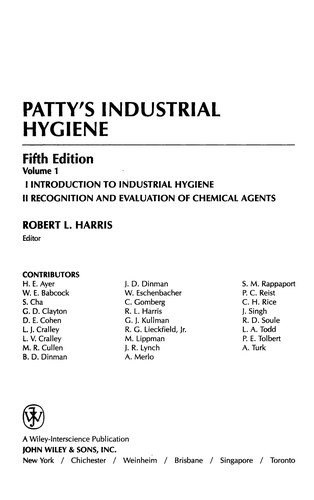 Couverture : Patty's industrial hygiene