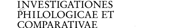 Couverture : Investigationes philologicae et comparativae