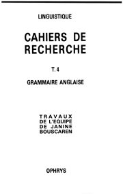 Couverture : Travaux de l'équipe de Janine Bouscaren