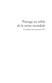 Couverture : Passage au crible de la scène mondiale