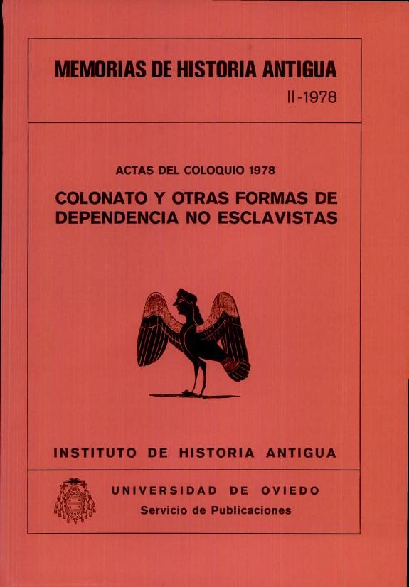 Couverture : Colonato y otras formas de dependencia no esclavistas