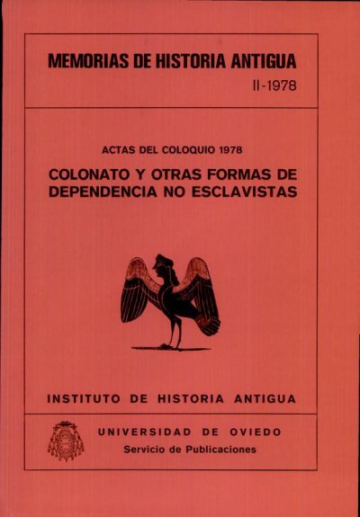 Couverture : Colonato y otras formas de dependencia no esclavistas