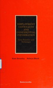 Couverture : Employment Covenants and Confidential Information