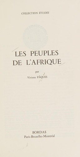 Couverture : Les peuples de l'Afrique.