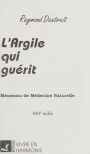Couverture : Argile qui guerit (French Edition)