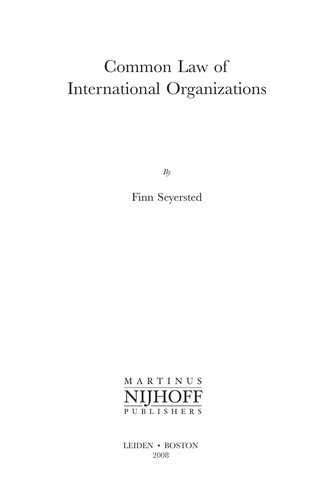 Couverture : Common law of international organizations