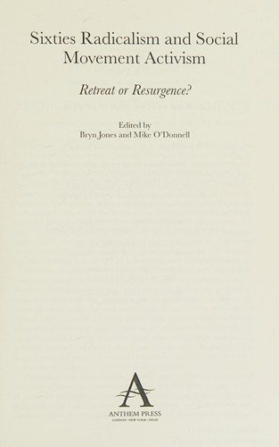 Couverture : Sixties radicalism and social movement activism