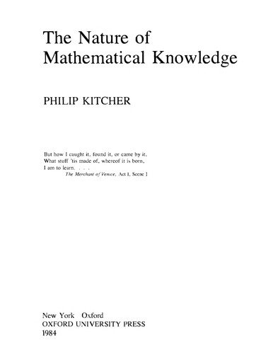 Couverture : The nature of mathematical knowledge