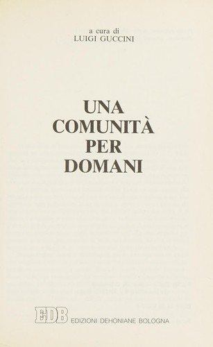 Couverture : Una comunità per domani