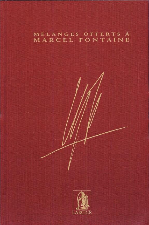 Couverture : Mélanges offerts à Marcel Fontaine