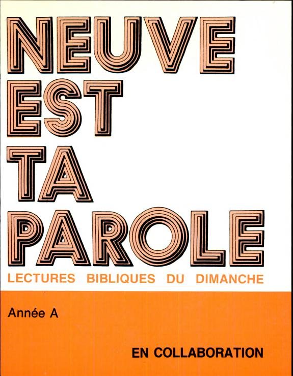Couverture : Neuve est ta parole