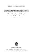 Couverture : Literarischer Erfahrungshorizont