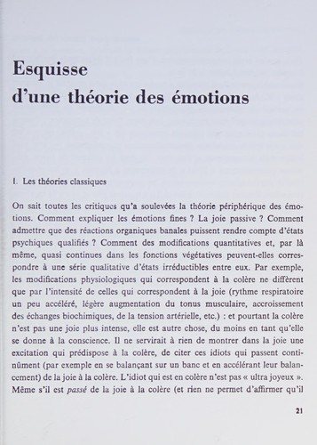Couverture : Esquisse d'une théorie des émotions.