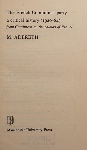 Couverture : The French Communist party