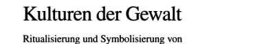 Couverture : Kulturen der Gewalt