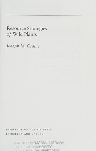 Couverture : Resource strategies of wild plants