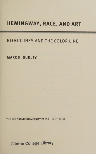 Couverture : Hemingway, race, and art
