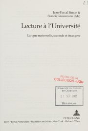 Couverture : Lecture à l'université