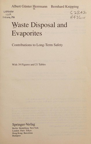 Couverture : Waste disposal and evaporites